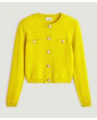 Cardigan Raven 100% Cachemire boutons et poches jaune