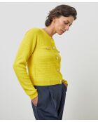Cardigan Raven 100% Cachemire boutons et poches jaune