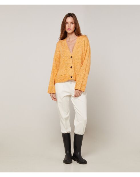 Gilet Lilith col V chiné jaune