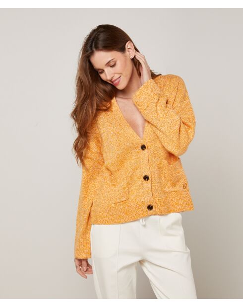 Gilet Lilith col V chiné jaune