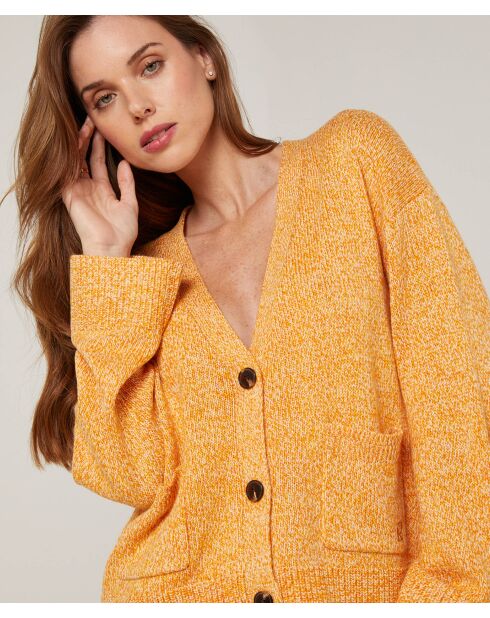 Gilet Lilith col V chiné jaune