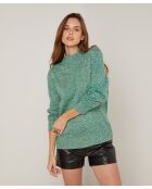 Pull chiné Aïcha col montant vert