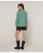 Pull chiné Aïcha col montant vert