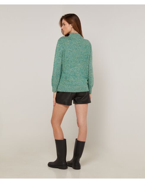 Pull chiné Aïcha col montant vert