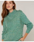 Pull chiné Aïcha col montant vert