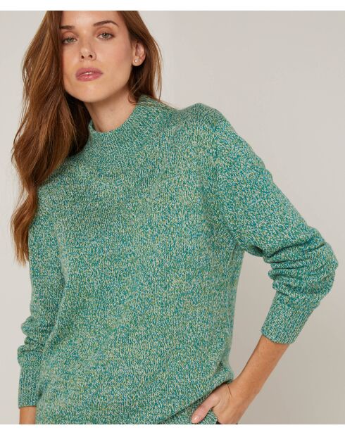 Pull chiné Aïcha col montant vert
