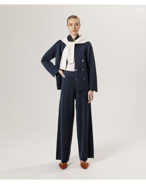 Pantalon Ursula 100% laine large bleu denim