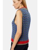 Pull Suzette en Alpaga mélangé sans manches colore bleu outremer