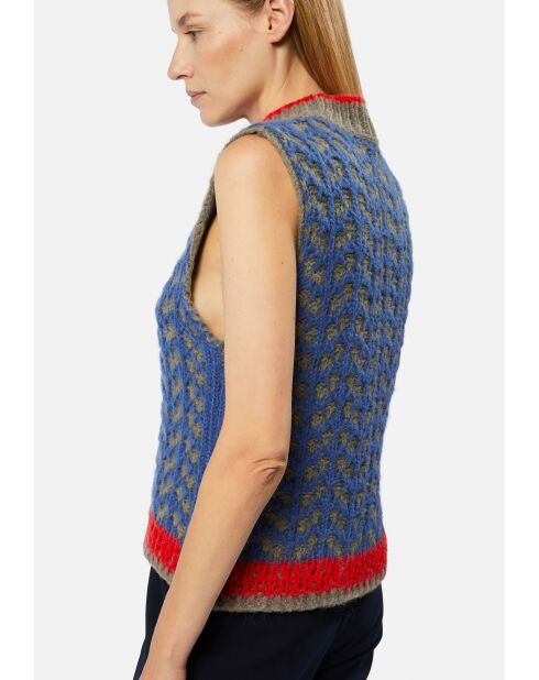 Pull Suzette en Alpaga mélangé sans manches colore bleu outremer