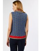 Pull Suzette en Alpaga mélangé sans manches colore bleu outremer