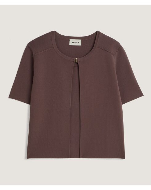 Gilet Roberte col rond marron écorce