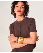 Gilet Roberte col rond marron écorce