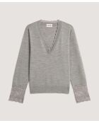 Pull Rose 100% Laine gris foncé