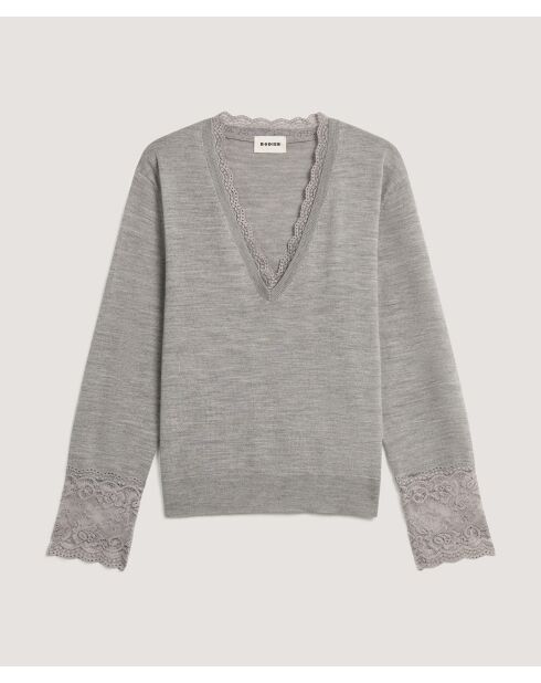 Pull Rose 100% Laine gris foncé