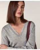 Pull Rose 100% Laine gris foncé