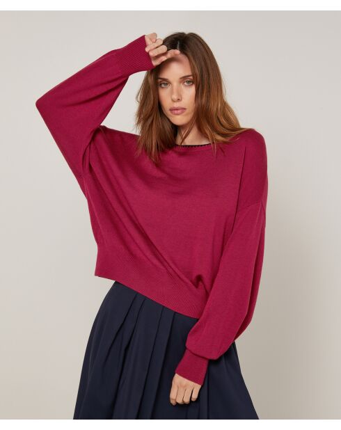 Pull Marjorie en Laine mélangée rouge grenat