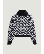 Pull Claire-Alix court jacquard col roulé noir