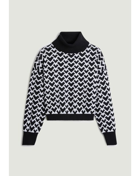 Pull Claire-Alix court jacquard col roulé noir
