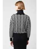 Pull Claire-Alix court jacquard col roulé noir