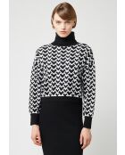Pull Claire-Alix court jacquard col roulé noir
