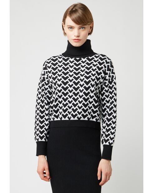 Pull Claire-Alix court jacquard col roulé noir