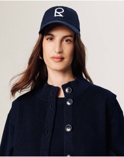 Gilet Kylie manches courtes col montant bleu nuit