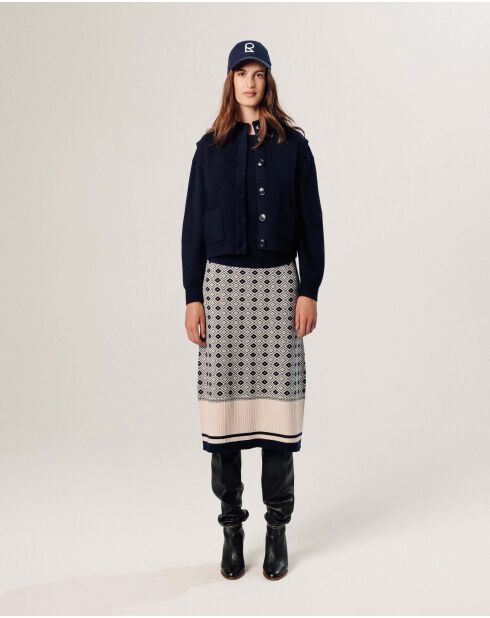 Gilet Kylie manches courtes col montant bleu nuit