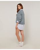 Gilet Arabesque col V chiné bleu