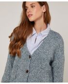 Gilet Arabesque col V chiné bleu