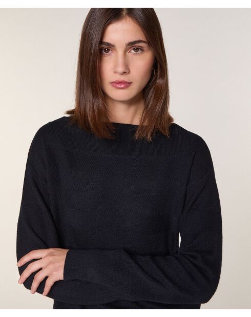 Pull Iseult en laine jacquard noir