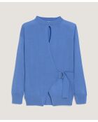 Horizonblauer Julie-Rose Wickelpullover aus 100% Wolle