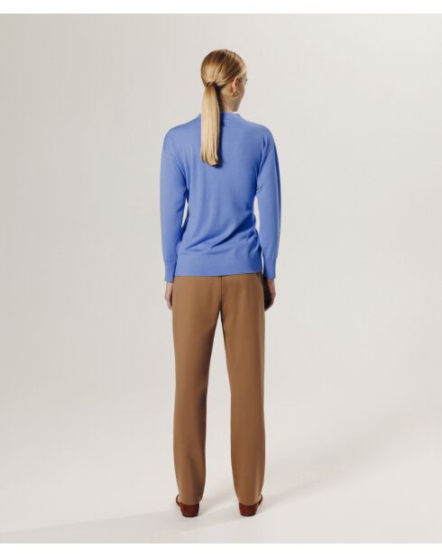 Horizonblauer Julie-Rose Wickelpullover aus 100% Wolle