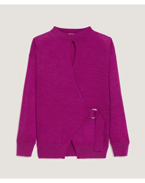 Pull Madeleine 100% laine cache-coeur rose fuchsia