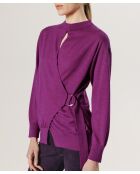 Pull Madeleine 100% laine cache-coeur rose fuchsia