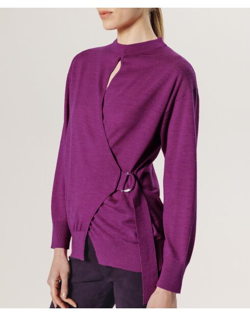 Pull Madeleine 100% laine cache-coeur rose fuchsia