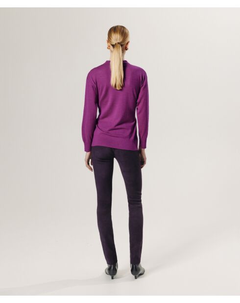 Pull Madeleine 100% laine cache-coeur rose fuchsia