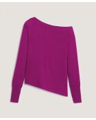 Pull Mauricette 100% laine épaule nue asymétrique rose fuchsia