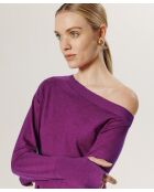 Pull Mauricette 100% laine épaule nue asymétrique rose fuchsia