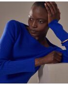 Pull Ezia, col bateau côtelé bleu outremer