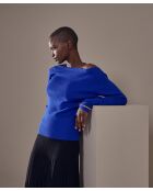 Pull Ezia, col bateau côtelé bleu outremer