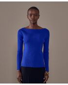 Pull Ezia, col bateau côtelé bleu outremer