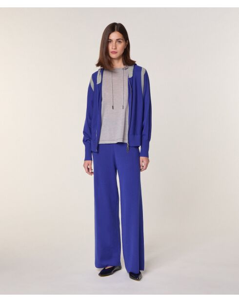 Gilet Sacha 100% Laine Bi-Couleur bleu outremer