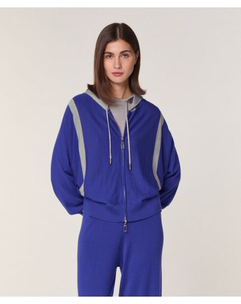 Gilet Sacha 100% Laine Bi-Couleur bleu outremer