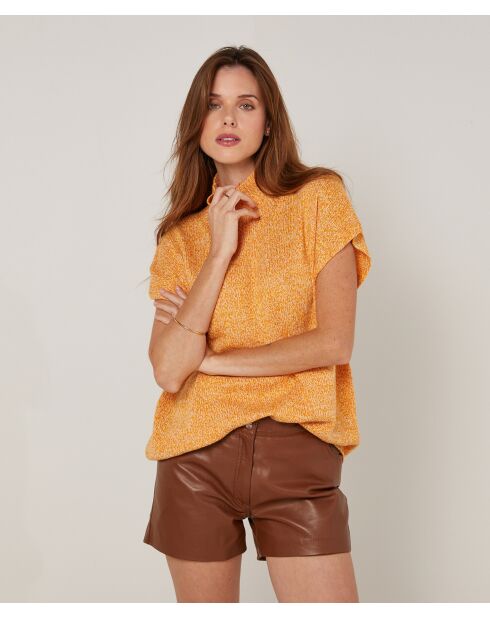 Pull Bachira col roulé sans manches jaune