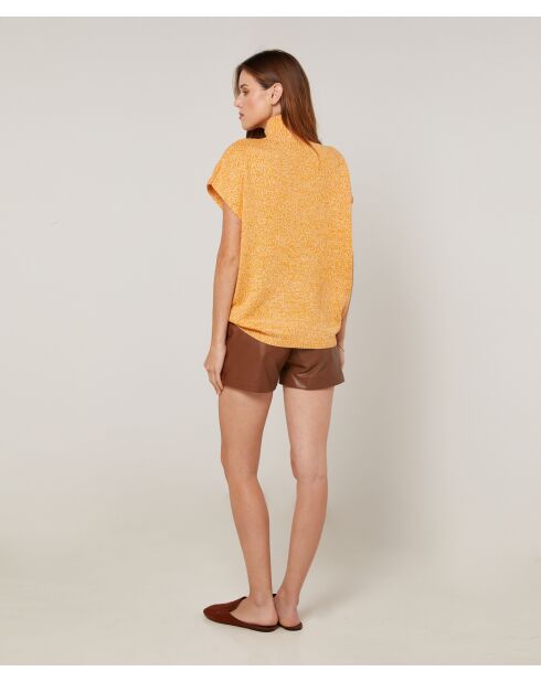 Pull Bachira col roulé sans manches jaune