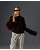 Pull Plume col manches bouffantes rouge bordeaux