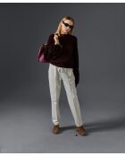 Pull Plume col manches bouffantes rouge bordeaux