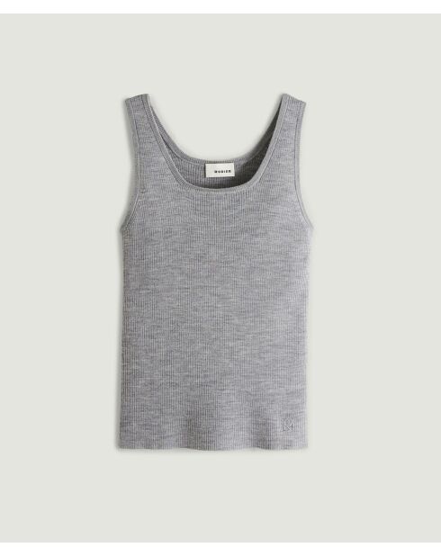 Debardeur Ségolène 100% laine Cotelé gris argent