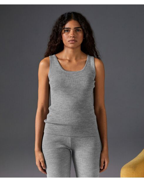 Debardeur Ségolène 100% laine Cotelé gris argent