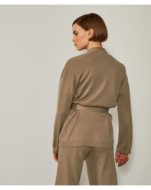 Gilet Anna ceinture amovible marron camel